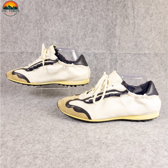 Tory Burch Ruffled Sneaker Golf Shoes White Black Leather Preppy Women's 9.5 M - Picture 4 of 16